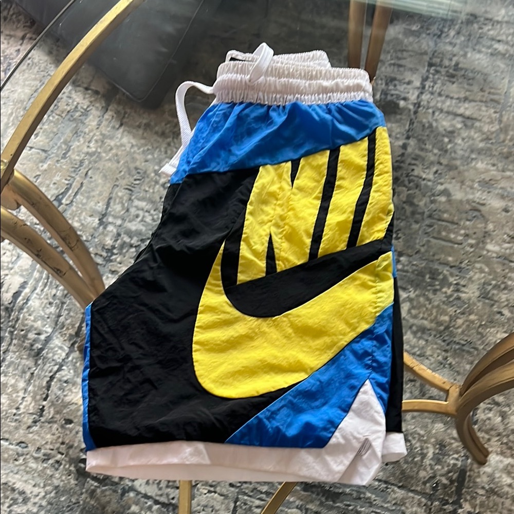 Nike Blue and Yellow Athletic Shorts Dynamic Design